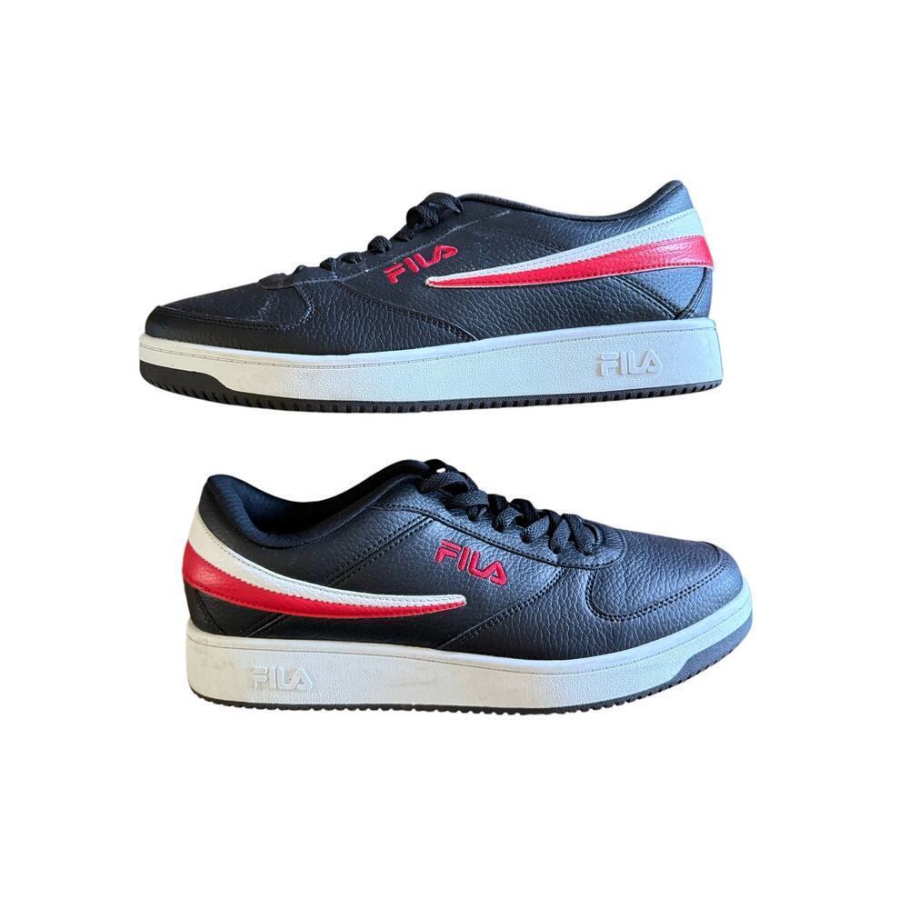 Fila Men’s A-Low Black Red White Leather Lace Up Trainers Sneakers size 12 - Picture 4 of 7